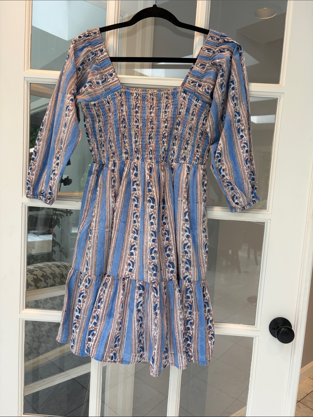 Madison Mathews Smocked Dress - Sz L NWOT